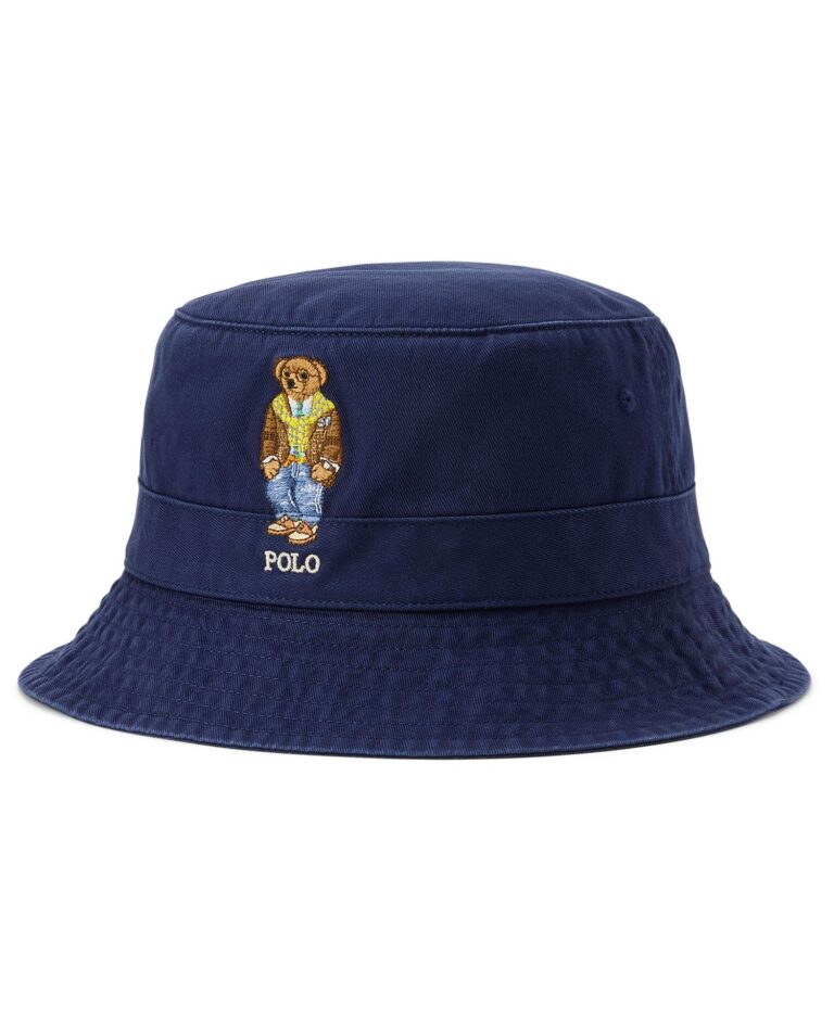 Men's Bear Graphic Twill Bucket Hat