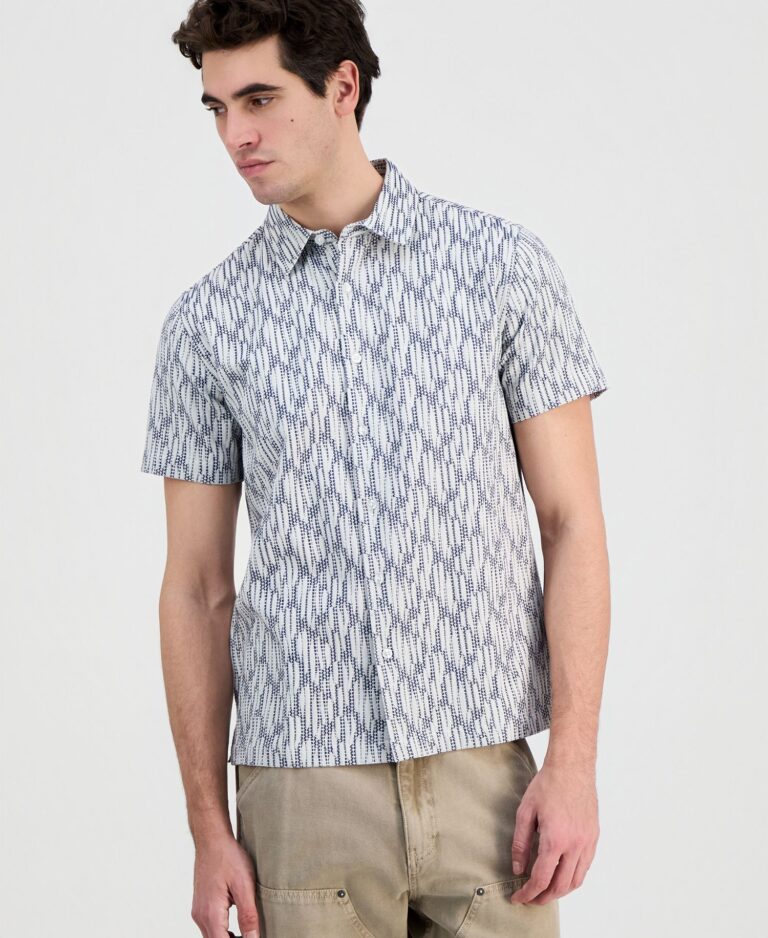 Men's Bowline Cotton Jacquard Short-Sleeve Shirt