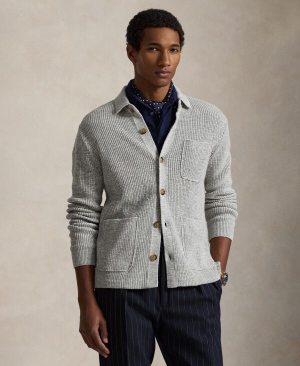 Men's Collared Button-Front Cardigan