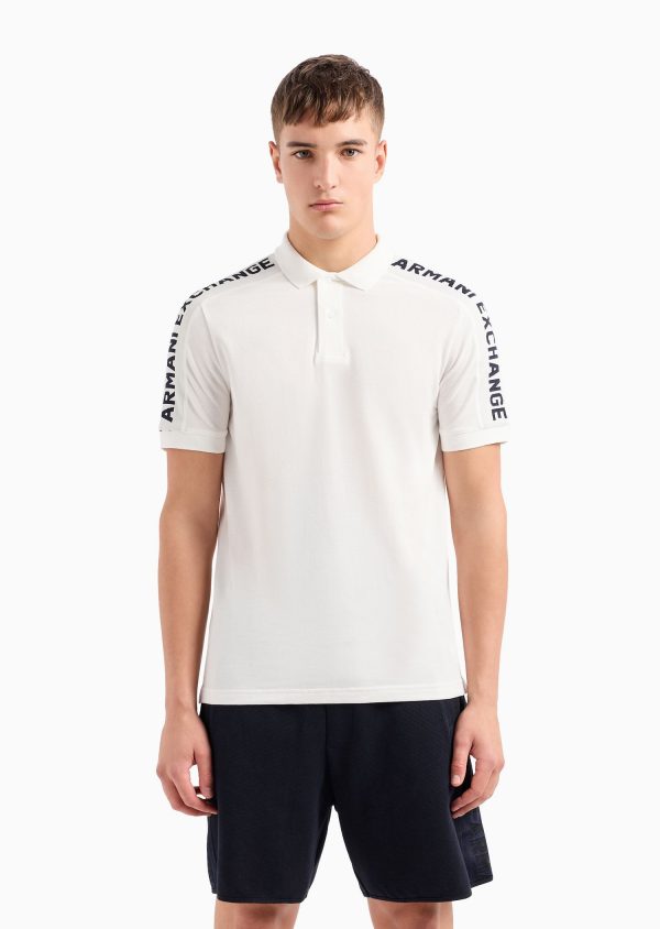 Men's Cotton Short Sleeve Logo-Trim Polo Shirt
