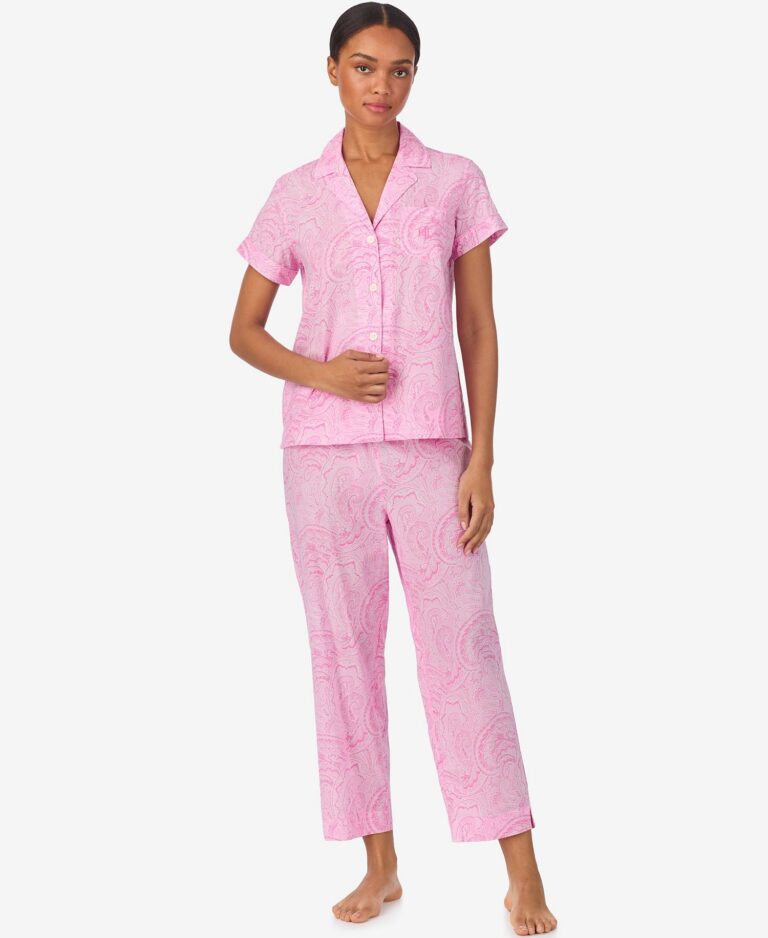 Women's Cropped Short Sleeve Pajama Set