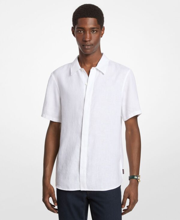 Men's Point-Collar Linen Shirt