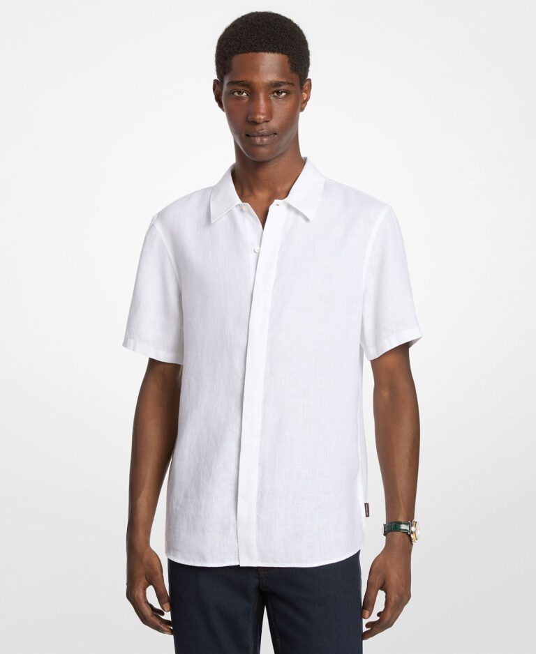 Men's Point-Collar Linen Shirt