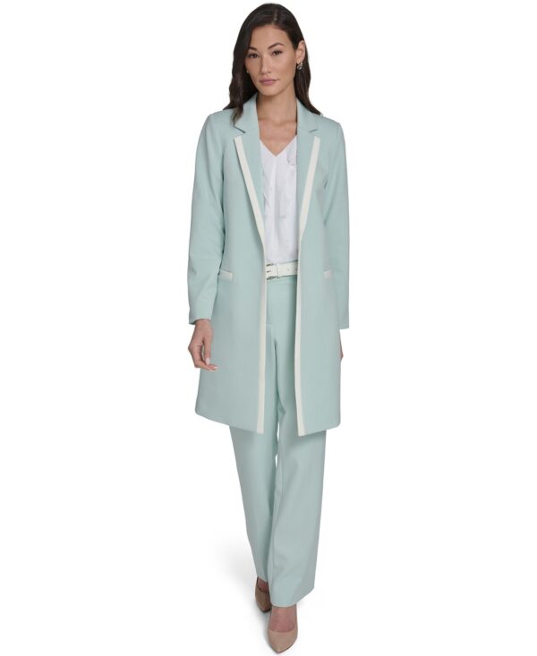 Women's Notch Collar Framed Topper Jacket and Solid Belted Bootcut Trousers
