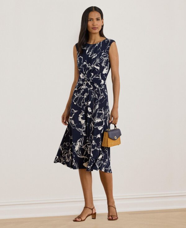 Women's Floral Twist-Front Jersey Dress