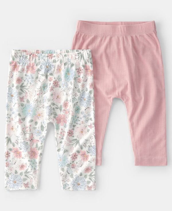 Baby Girls' Butterfly Garden Print Pants, 2-Pack