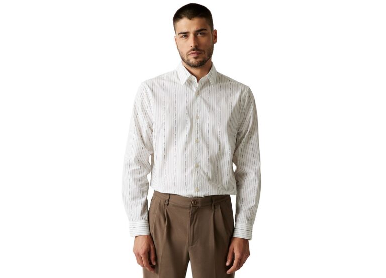 Men's Vertical Striped Long-Sleeve Shirt