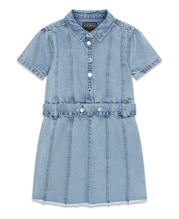 Girls' 7-16 Short-Sleeve Denim Dress