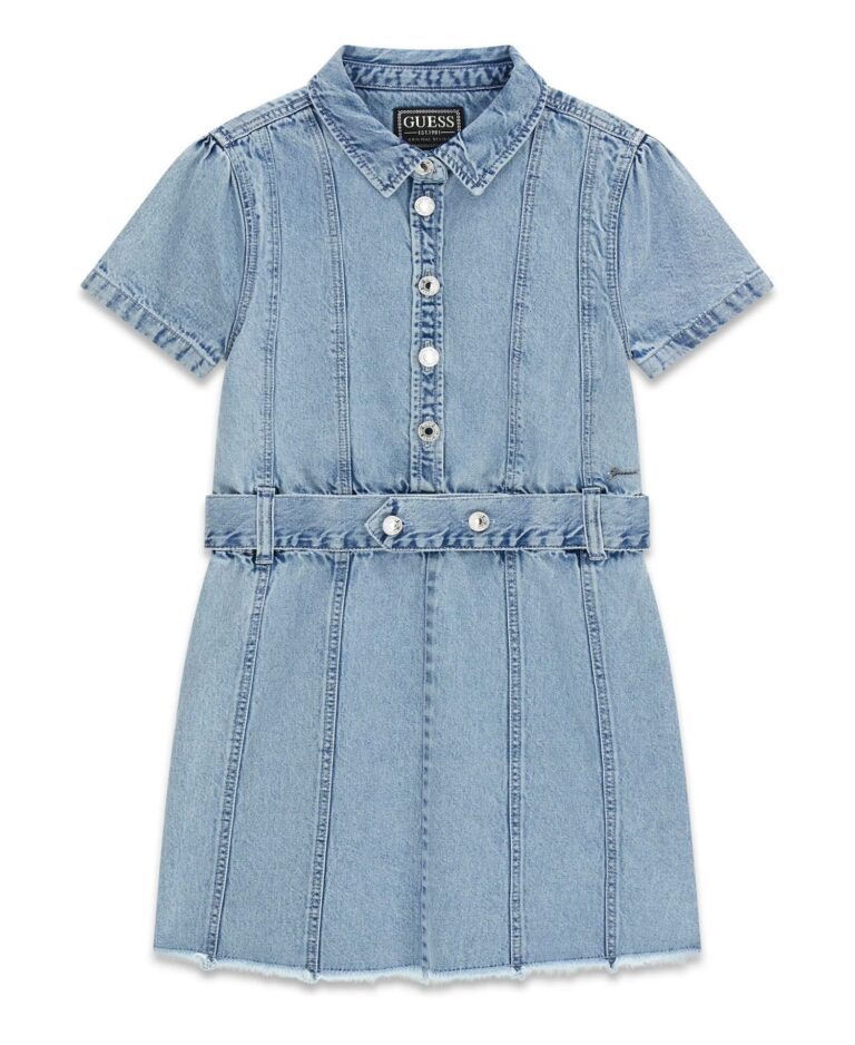 Girls' 7-16 Short-Sleeve Denim Dress