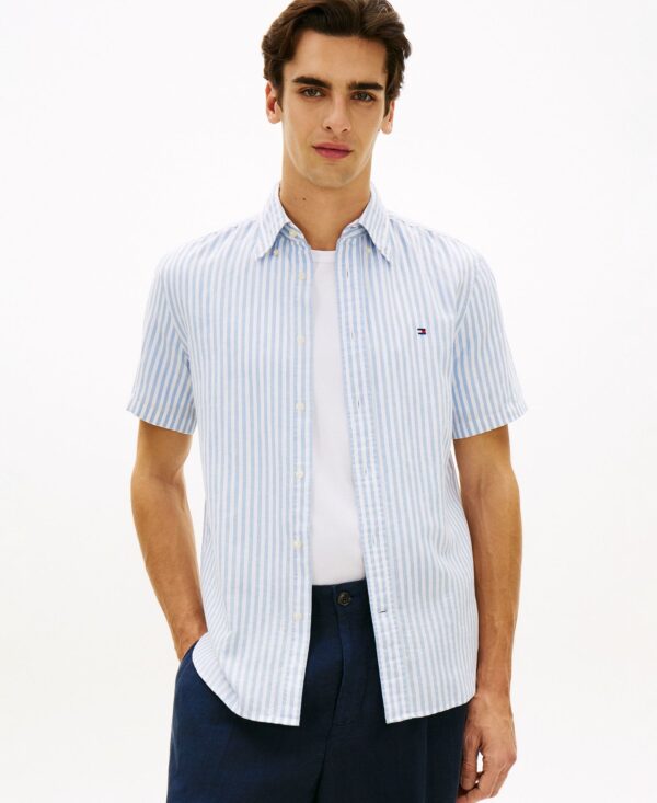 Men's Regular Linen-Blend Bengal Stripe Shirt