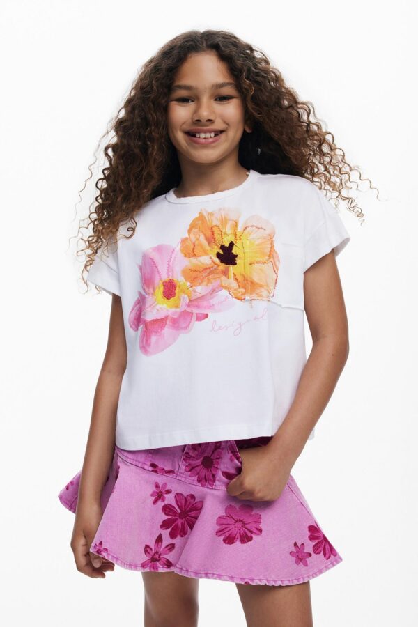 Girls Girls's Short-sleeved t-shirt embroidered flowers