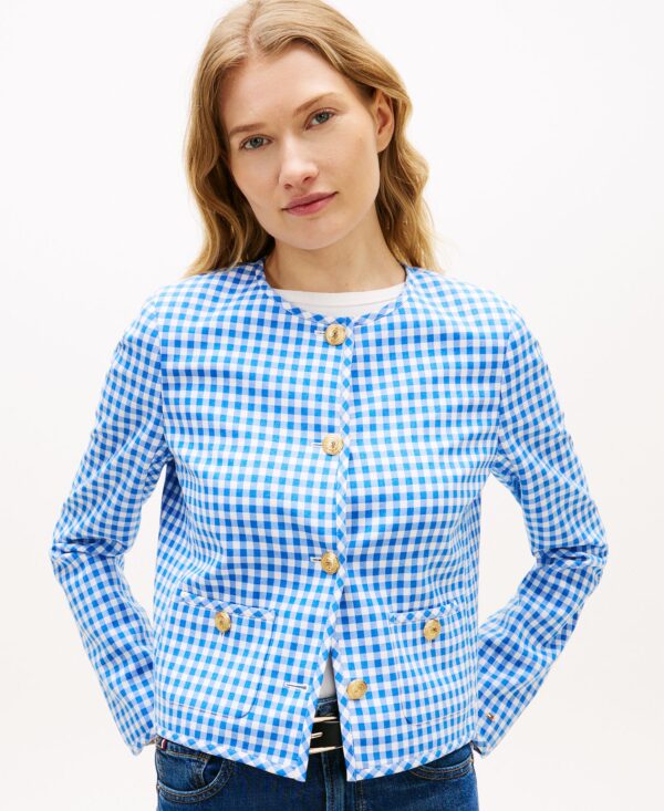 Women's Gingham Crewneck Lady Jacket