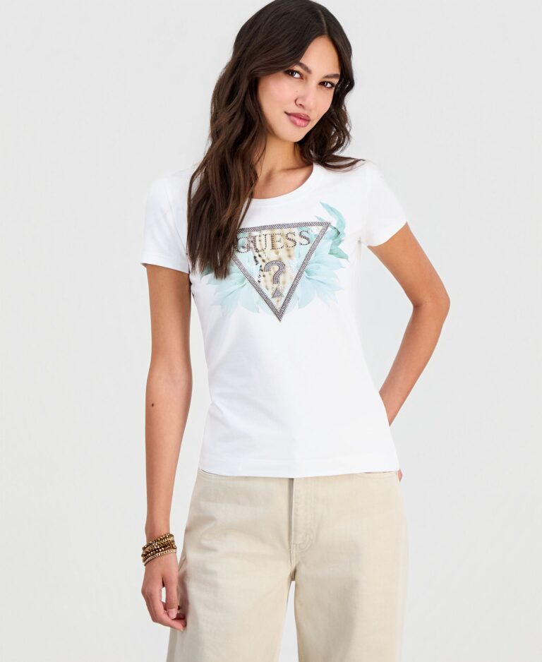 Women's Embellished Triangle Logo Short-Sleeve T-Shirt