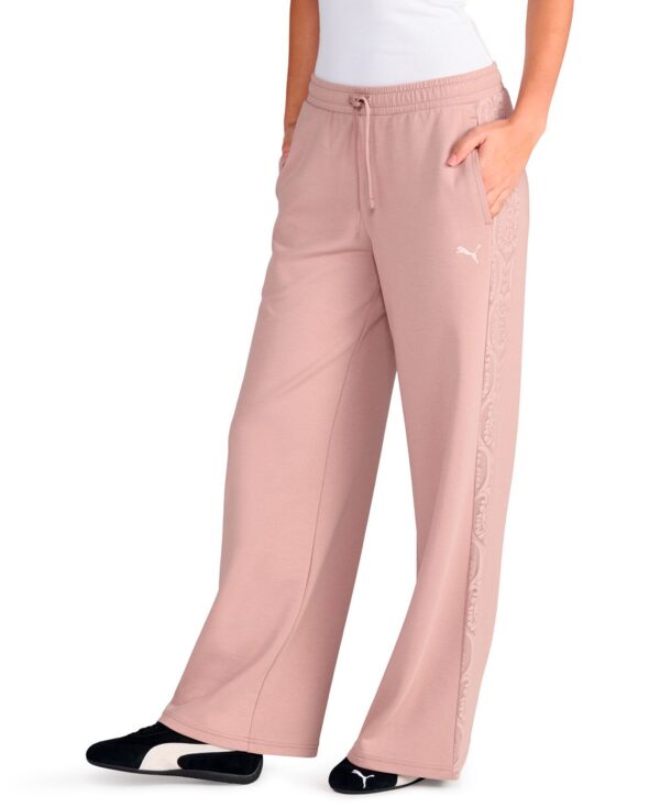 Women's Lace Detail Wide-Leg Mid-Rise Pants