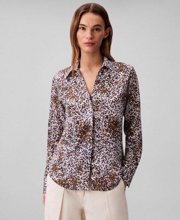 Women's Textured Print Slim Button-Down Shirt