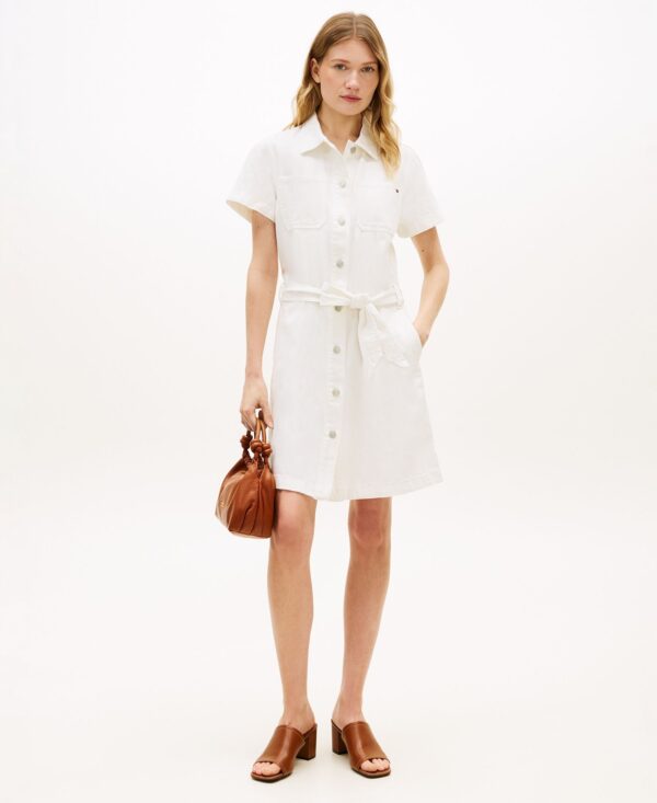 Women's Short-Sleeve Belted Shirt Dress