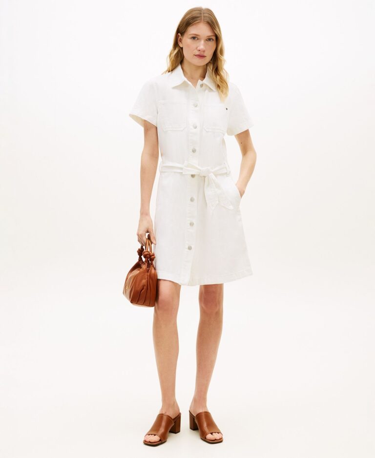 Women's Short-Sleeve Belted Shirt Dress