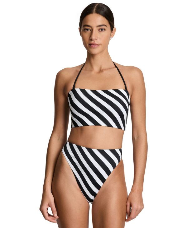 Women's Longline Bandeau Bikini Top and High-Waist Bottom