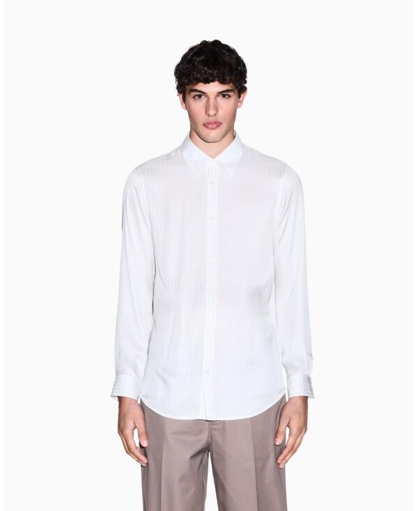 Men's Long Sleeve Striped Viscose Woven Shirt
