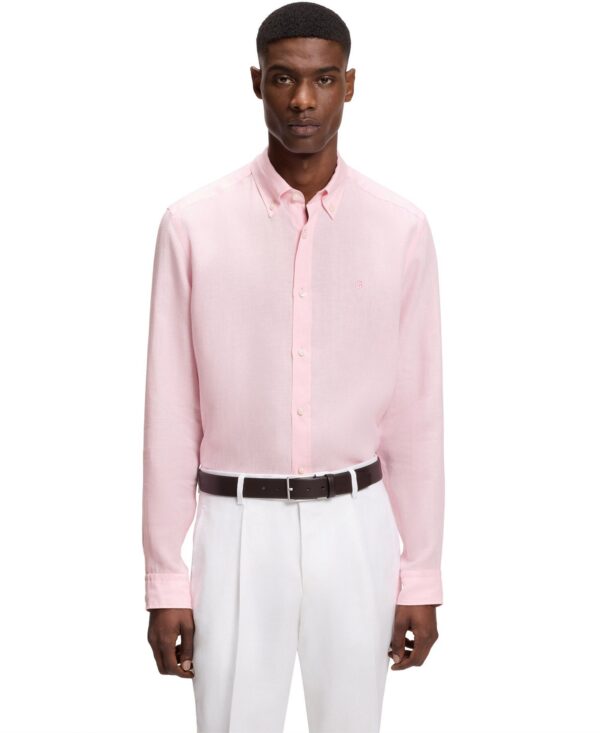 Men's Regular-Fit Button-Down Linen Dress Shirt