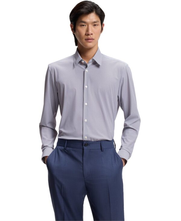 Men's Printed Performance-Stretch Regular-Fit Dress Shirt