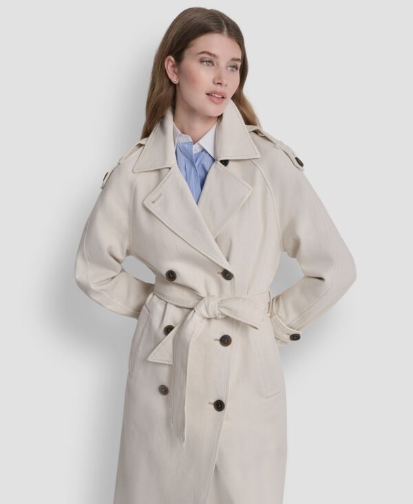 Women's Double Breasted Denim Belted Trench Coat