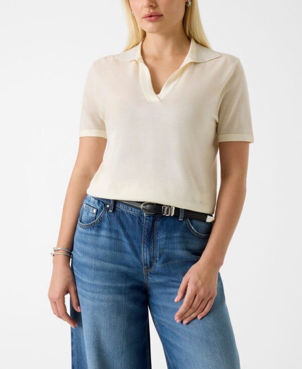 Women's Short-Sleeve Rhinestones Polo Stormi Sweater