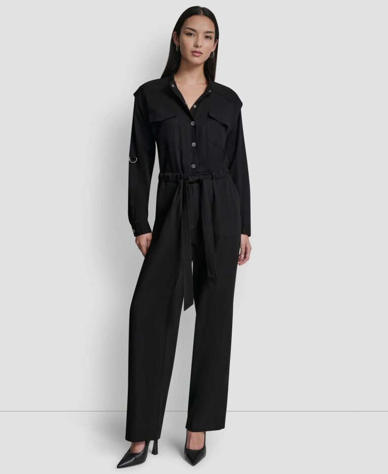 Women's Adjustable Waist Crewneck Jumpsuit