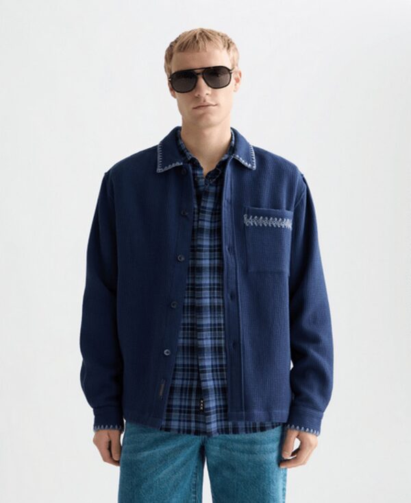 Men's Waffle Button Overshirt