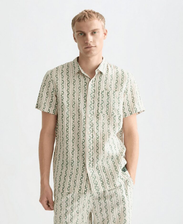 Men's Linen Print Short-Sleeve Shirt