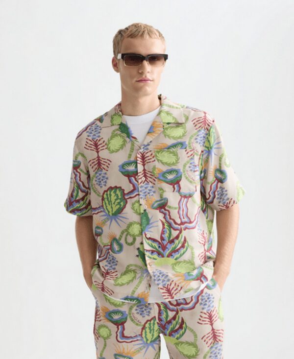 Men's Print Collared Short-Sleeve Shirt