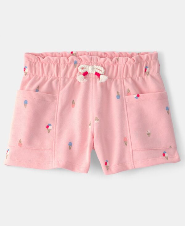 Girls' Toddler 2T-5T Ice Cream French Terry Pull-On Shorts