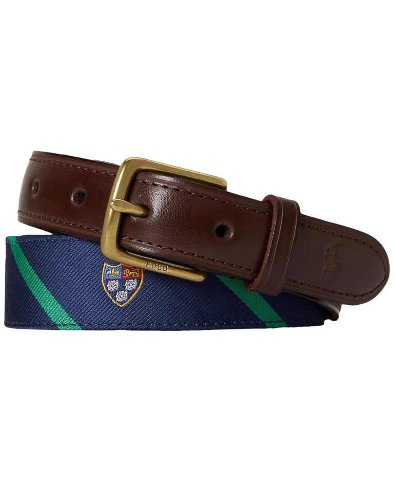 Men's Leather-Trim Silk Jacquard Belt
