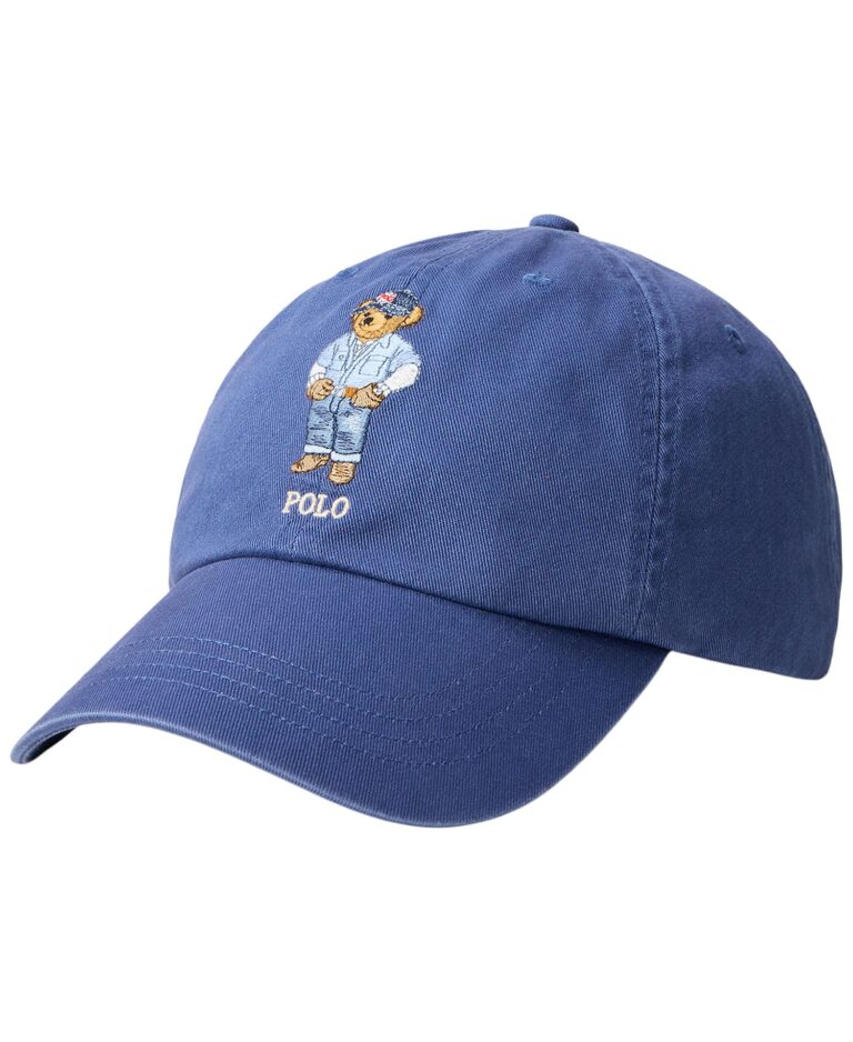 Men's Ventilating Embroidered Polo Bear Twill Ball Cap