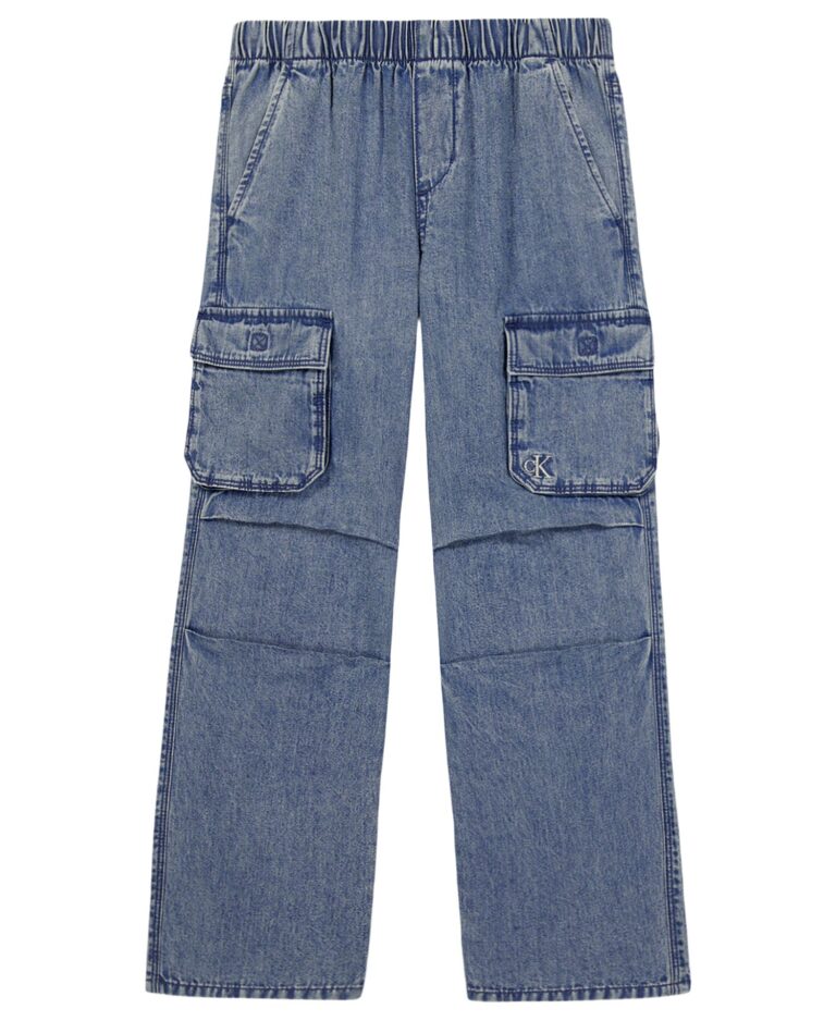 Girls' 7-16 Denim Pull-On Cargo Pants