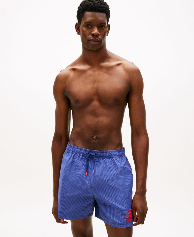 Men's Medium Drawstring Tonal Ithaca Stripe Swim Trunks