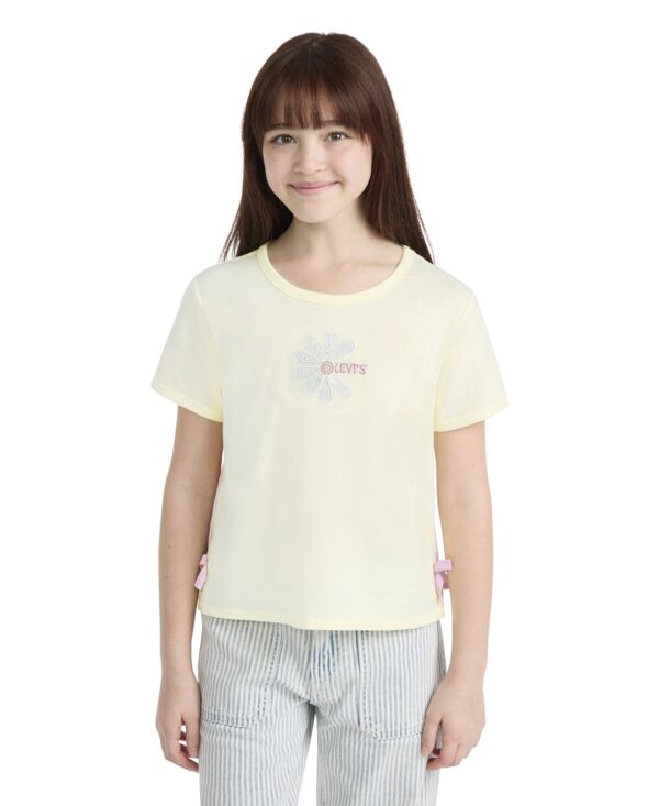 Girls' 7-16 Daisy Side Tie Round Neck Top