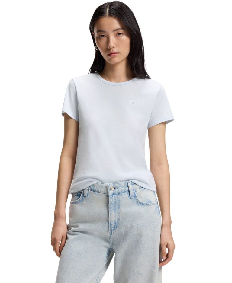 BOSS by Women's Cotton-Jersey Slim-Fit Monogram T-Shirt