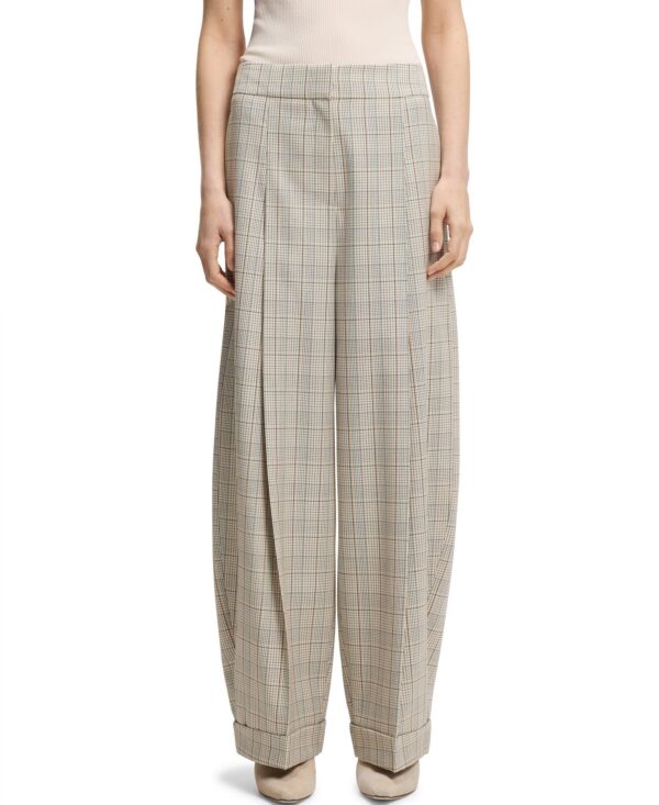 BOSS by Women's Stretch Wool Oversized-Fit Pants