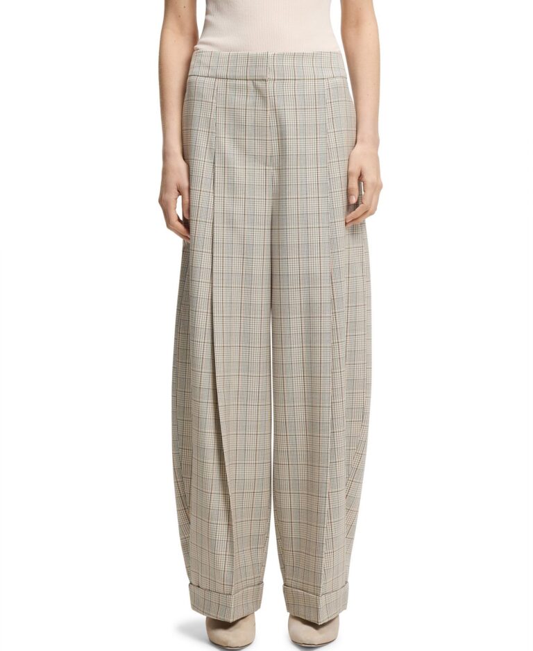 BOSS by Women's Stretch Wool Oversized-Fit Pants