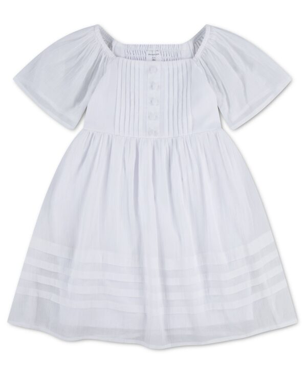Girls' Pintuck Square Neck Mini Dress