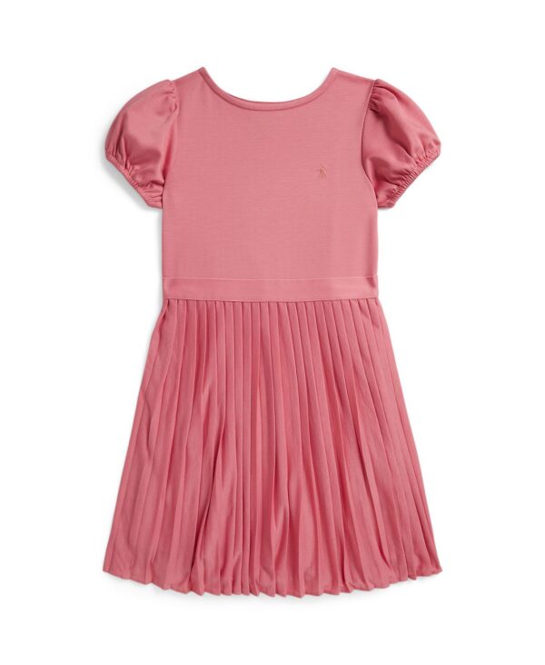 Girls' 7-16 Round Neck Pleated Stretch Ponte Dress