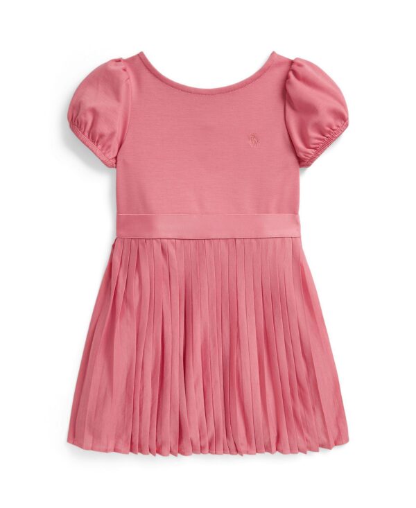 Girls' 2-6X Pleated Stretch Ponte Round Neck Dress