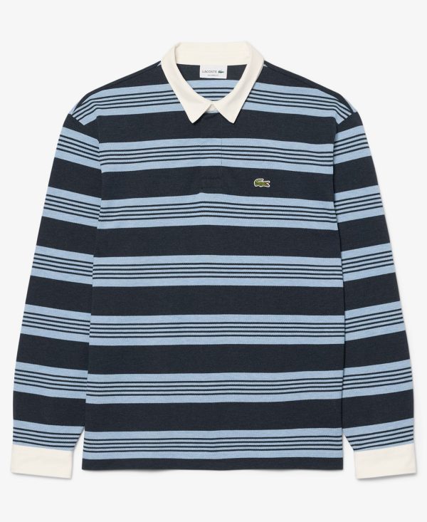 Men's Relaxed-Fit Striped Piqu Rugby Polo Shirt