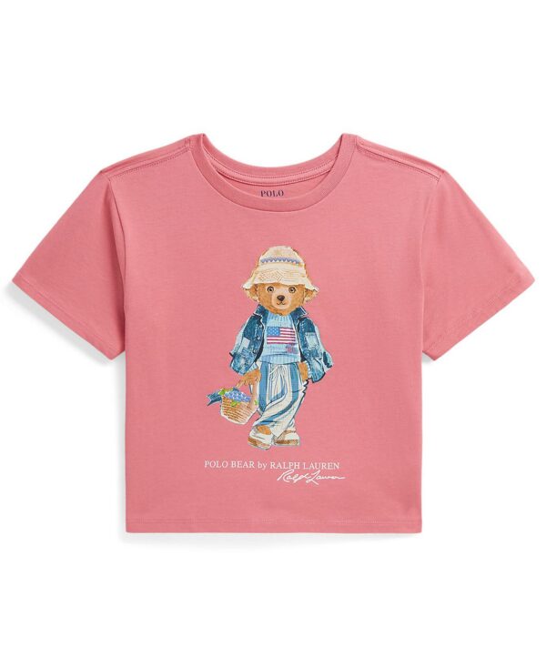 Girls' 7-16 Polo Bear Crewneck Jersey Boxy T-Shirt