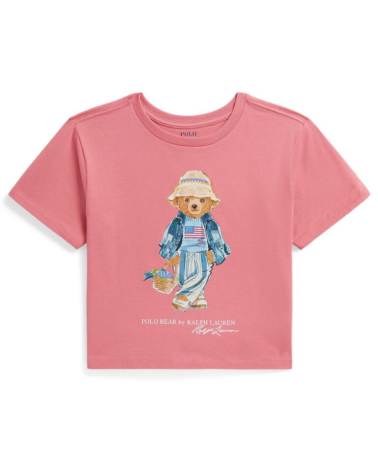 Girls' 7-16 Polo Bear Crewneck Jersey Boxy T-Shirt