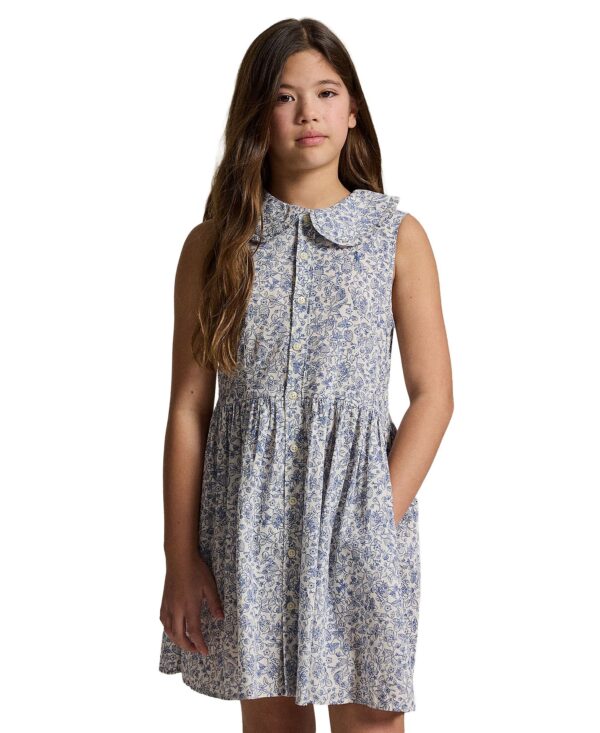Girls' 7-16 Floral Peter Pan Collar Shirtdress