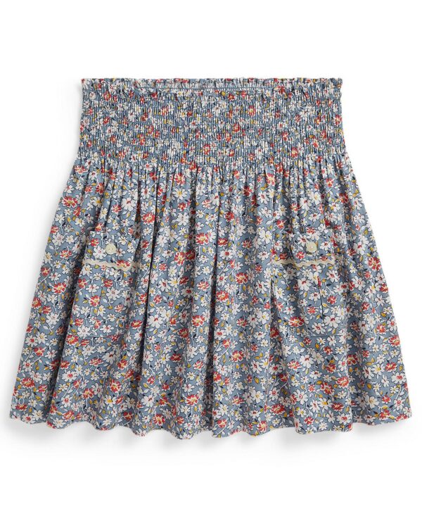 Girls' 7-16 Floral Smocked Poplin Skirt