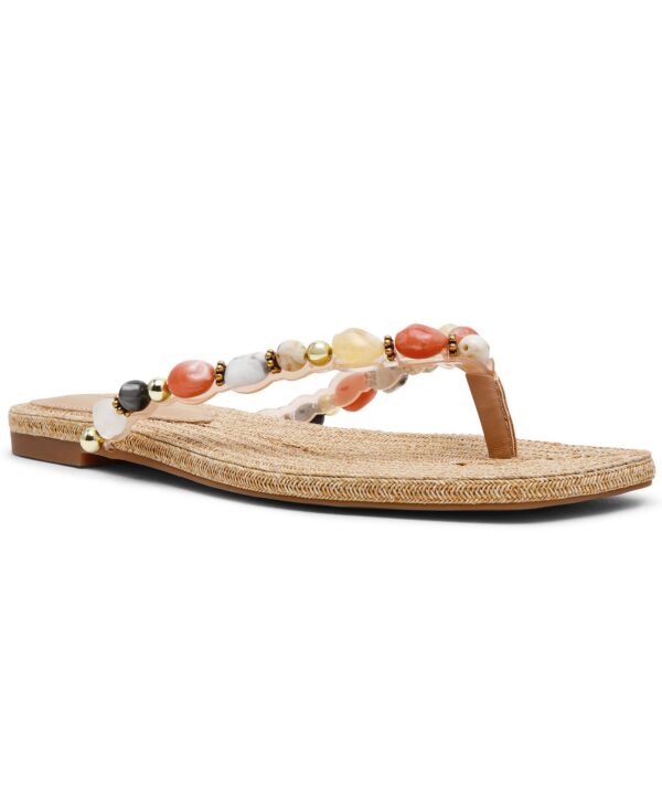 Women's Marble Embellished Square Toe Thong Sandals