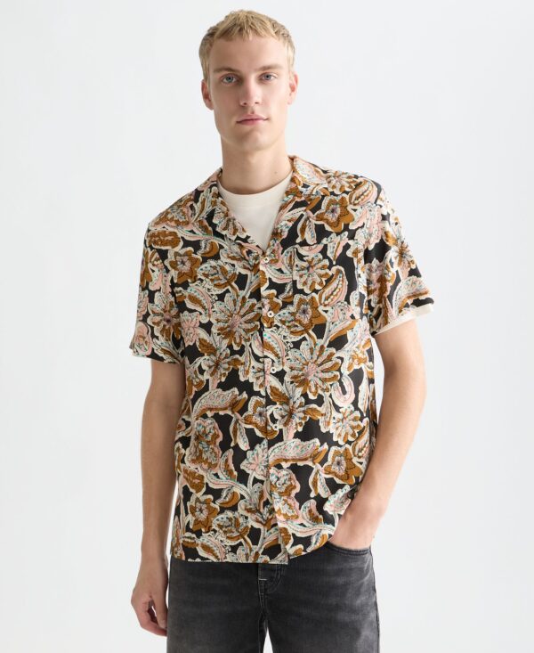 Men's Bandana Print Collared Short-Sleeve Shirt